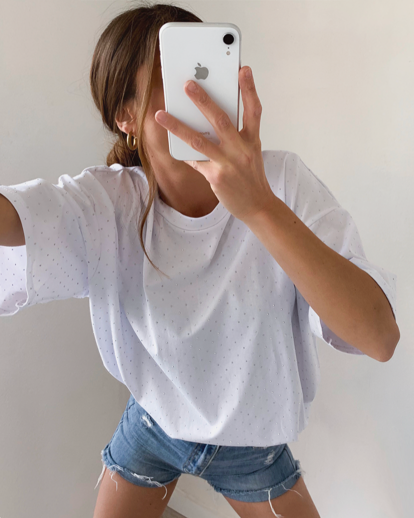 T-shirt over con strass